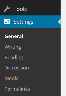 WordPress settings menu