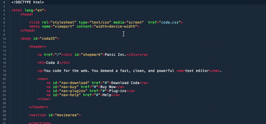 Write code to make a website with Coda